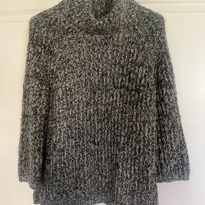 Madewell Cozy Black and White Turtleneck Sweater Wool size xs